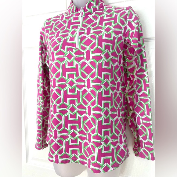 Icikuls ICIKULS Pink & Green Long Sleeve Sun Shirt Top size Small - Picture 3 of 13